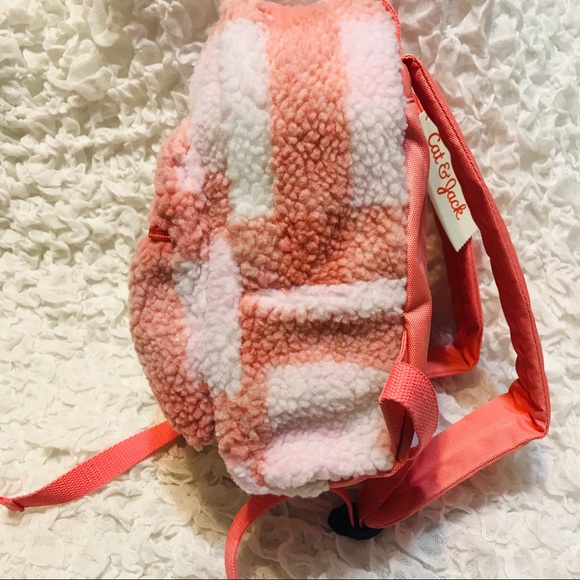 Cat & Jack, NWT Girls' Plaid Sherpa Mini Backpack - Picture 3 of 8